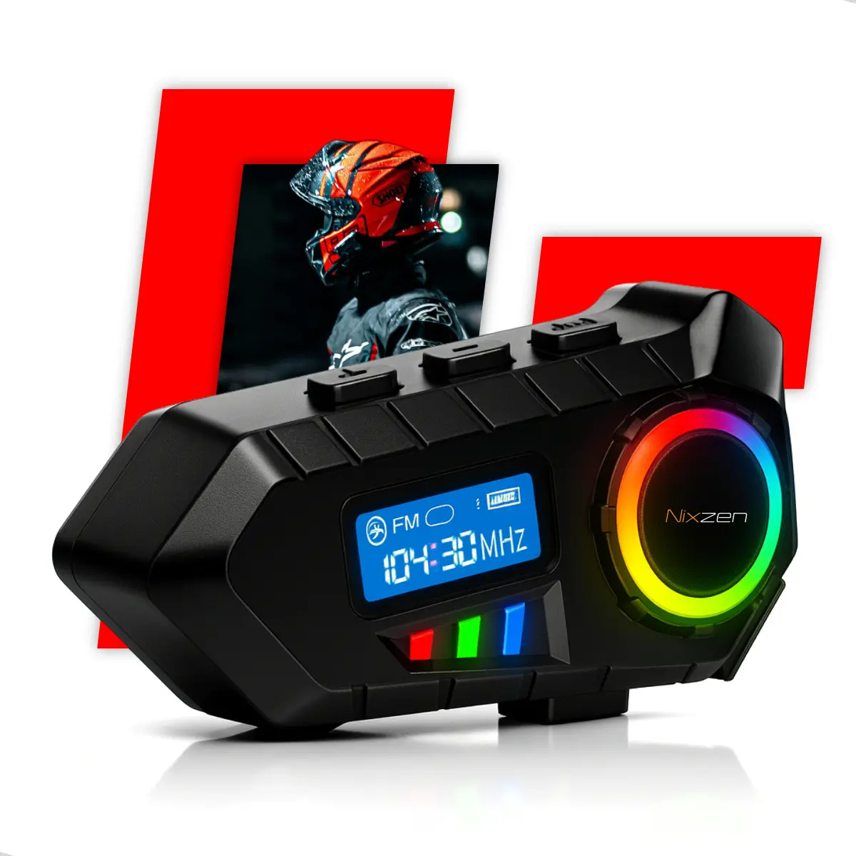 Fone De Ouvido Capacete Bluetooth Moto Comunicador Sem Fio Lançamento Com Visor Fm Microfone Rgb Headset Wireless Modelo Novo Nixzen