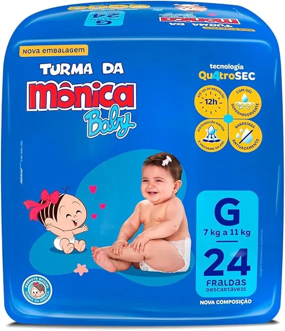 Fralda Turma da Mônica Baby Jumbo G 24 Unidades