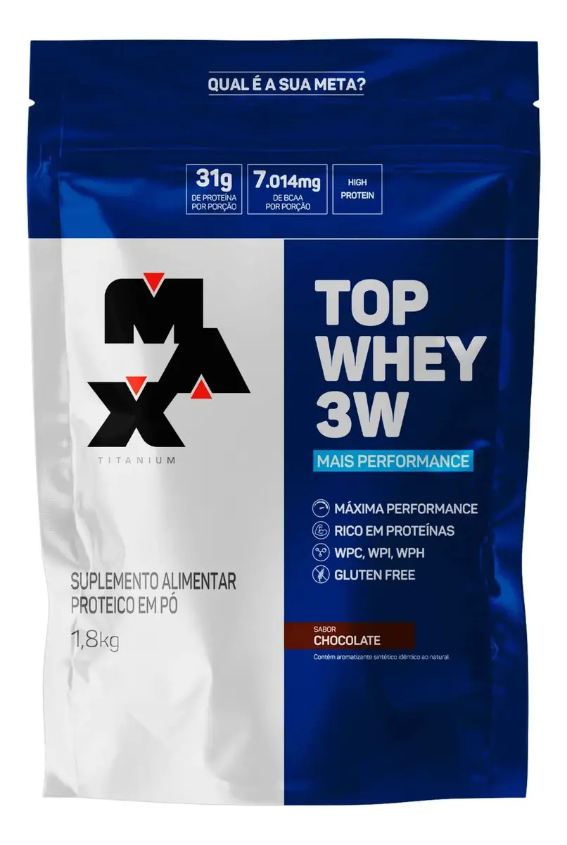 Max Titanium Top Whey 3w - Mais Performance - 1,8kg - Sabor Baunilha