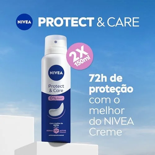Kit Desodorante Aerossol NIVEA Protect & Care 150ML - 2 Unidades, Nivea, pacote de 2