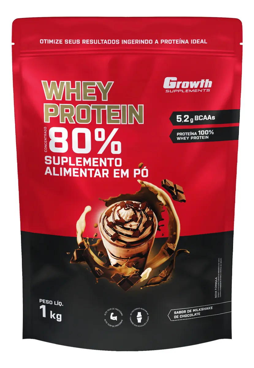 Whey Protein Concentrado 1kg Growth Supplements - Milkshake De Chocolate