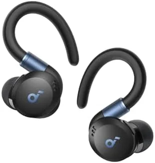 soundcore Sport X20 da Anker, Fone de Ouvido Bluetooth 5.3 Sem Fio, Fone esportivo, ANC Adaptativo, Ganchos Ajustáveis, Graves Intensos, À Prova de Suor e Poeira, IP68, 48H de Reprodução, TWS, Preto