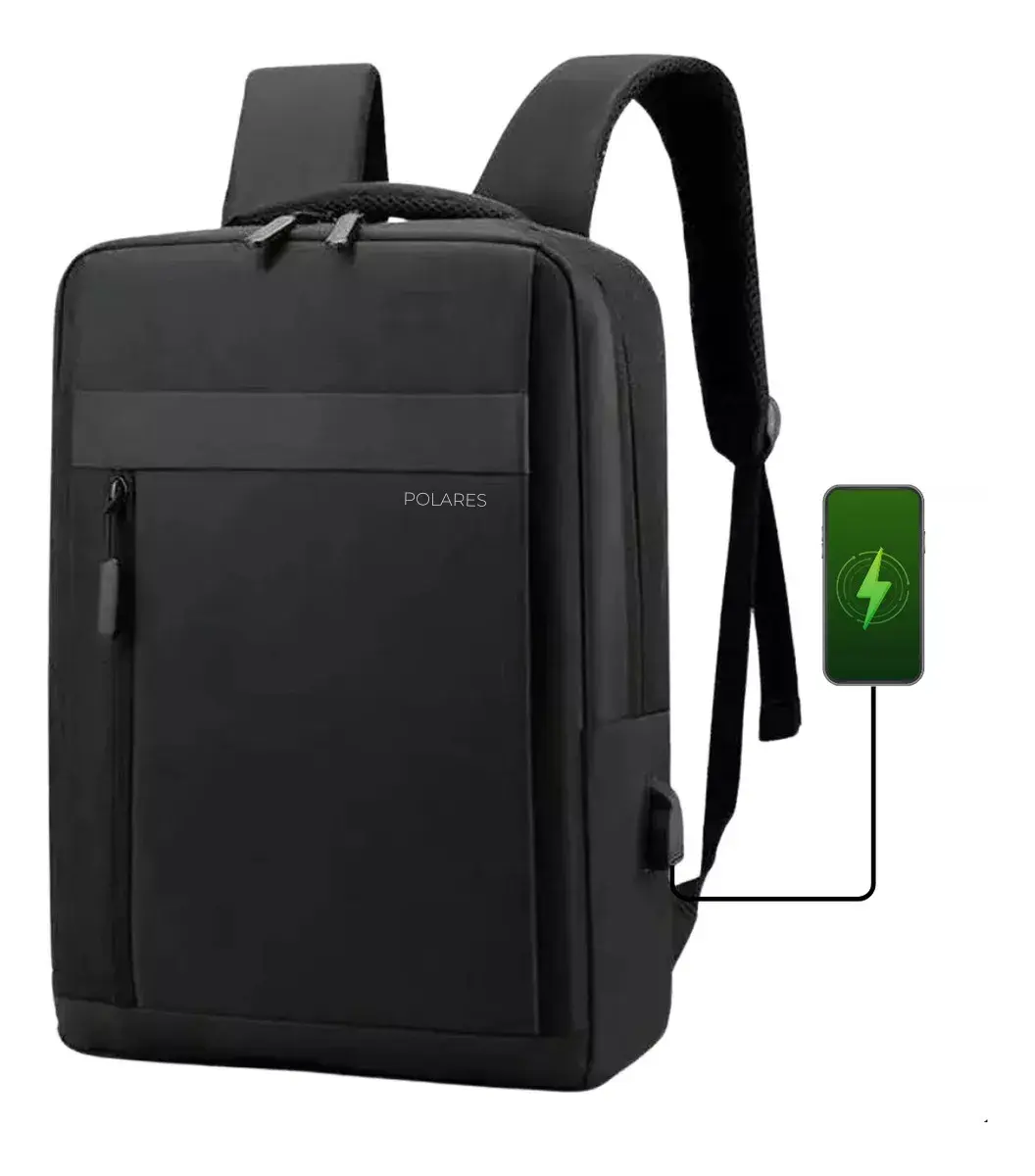 Mochila Notebook Até 15.6 Executiva Saída Usb Modelo Premium Polares Cor Preto Executivo
