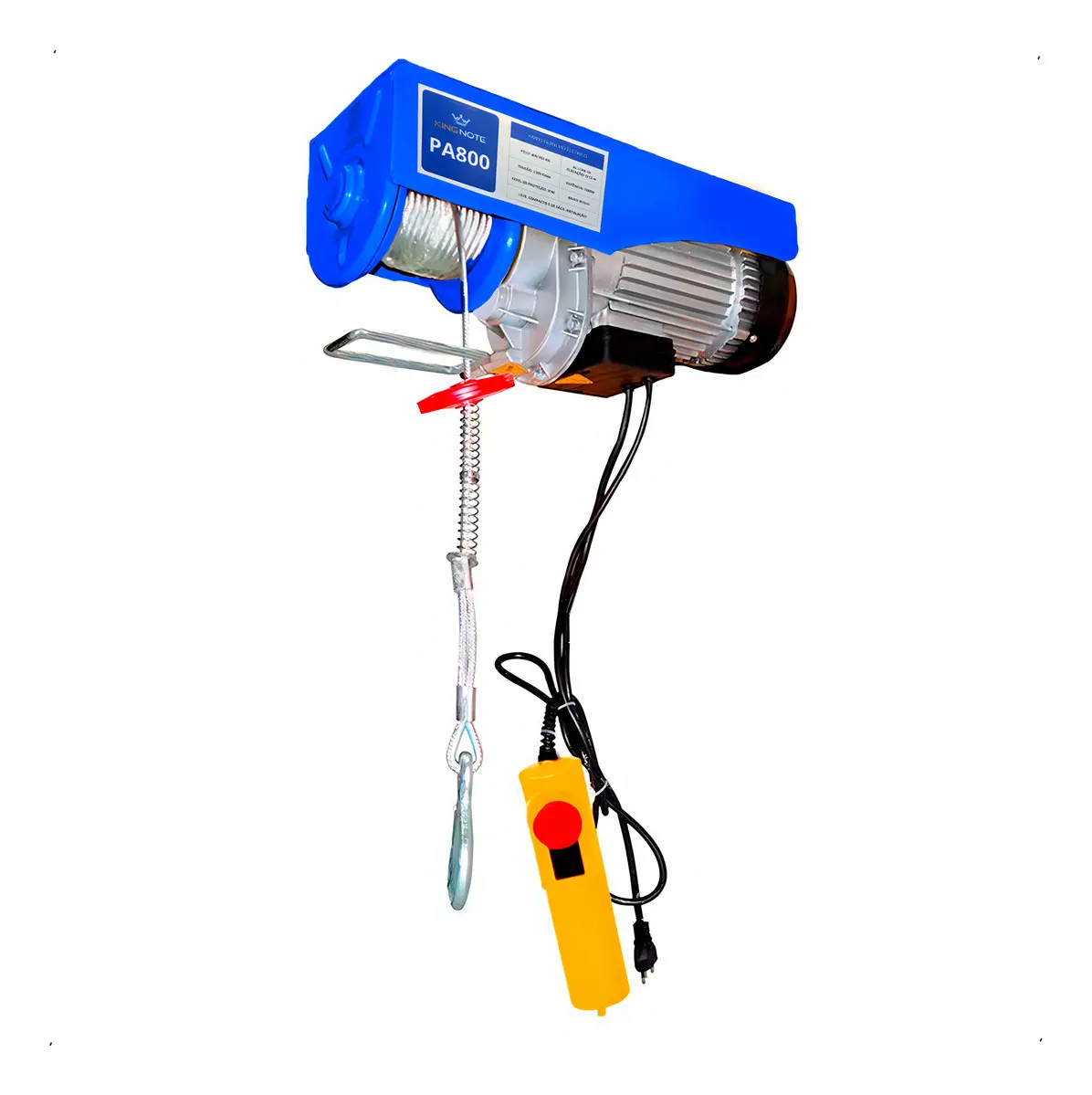 Talha Elétrica 400/800kg Elevação 12m 1500W Guincho Aço King Note