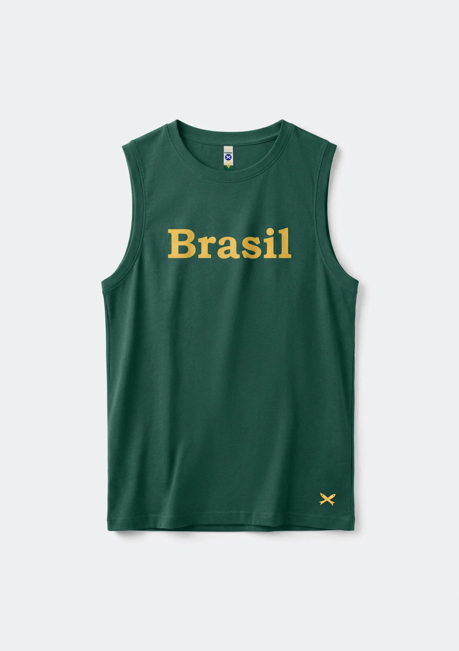 Regata Masculina Em Malha Com Estampa Drop Brasil - Verde