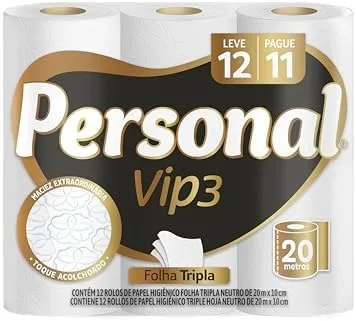 Personal Papel Higiênico Vip Folha Tripla Com 12 Rolos De 20M