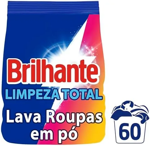 Brilhante Lava-Roupas Em Pó Roupas Brancas E Coloridas Limpeza Total Pacote Tamanho Família 4 Kg (Pacote De 1)