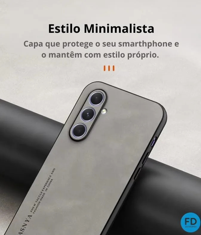 Case Capinha Capa para Galaxy S25 FE em Couro Camurça Premium Fosca Anti Impacto - FD Acessórios (Cinza Escuro)
