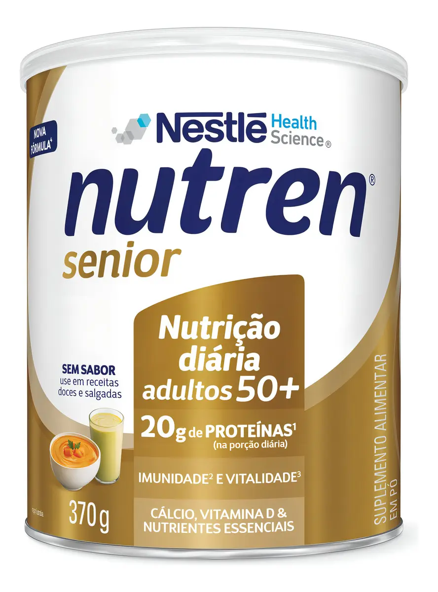Suplemento Alimentar Nutren Senior Sem Sabor 370g - Nestlé Em Po Vitamina