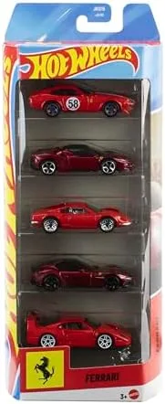 Kit Hot Wheels com 5 Carros Rosso Mattel. Conjunto colecionável exclusivo com veículos de metal e design esportivo. Para crianças a partir de 3 anos.