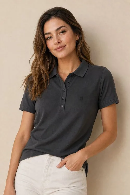 Polo Feminina Premium Polo Wear Cinza Escuro