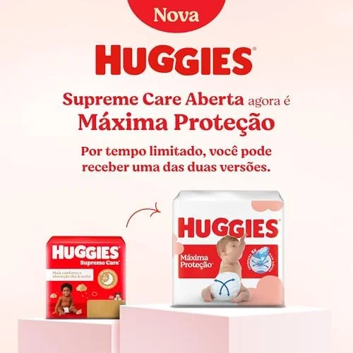 Fralda Descartável Huggies Máxima Proteção Tamanho P 48 unidades – com absorção especial para cocô líquido e indicador de troca.