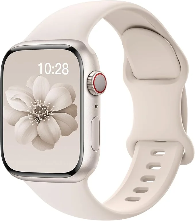 Pulseiras esportivas de silicone compatível com pulseiras de Apple Watch de 38 mm, 40 mm, 41 mm femininas e masculinas, pulseira de substituição esportiva macia e