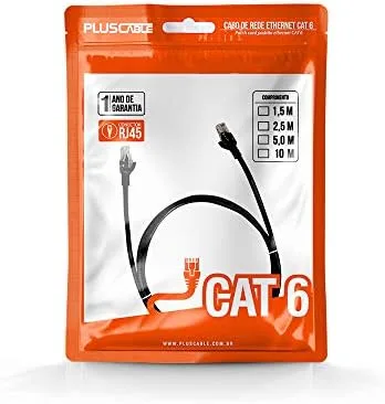 Cabo de Rede Pluscable Cat.6 5M Preto Patch Cord - Pc-Eth6U50Bk