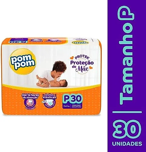 Fralda Pom Pom Protek Proteção de Mãe Jumbo P 30 Unidades