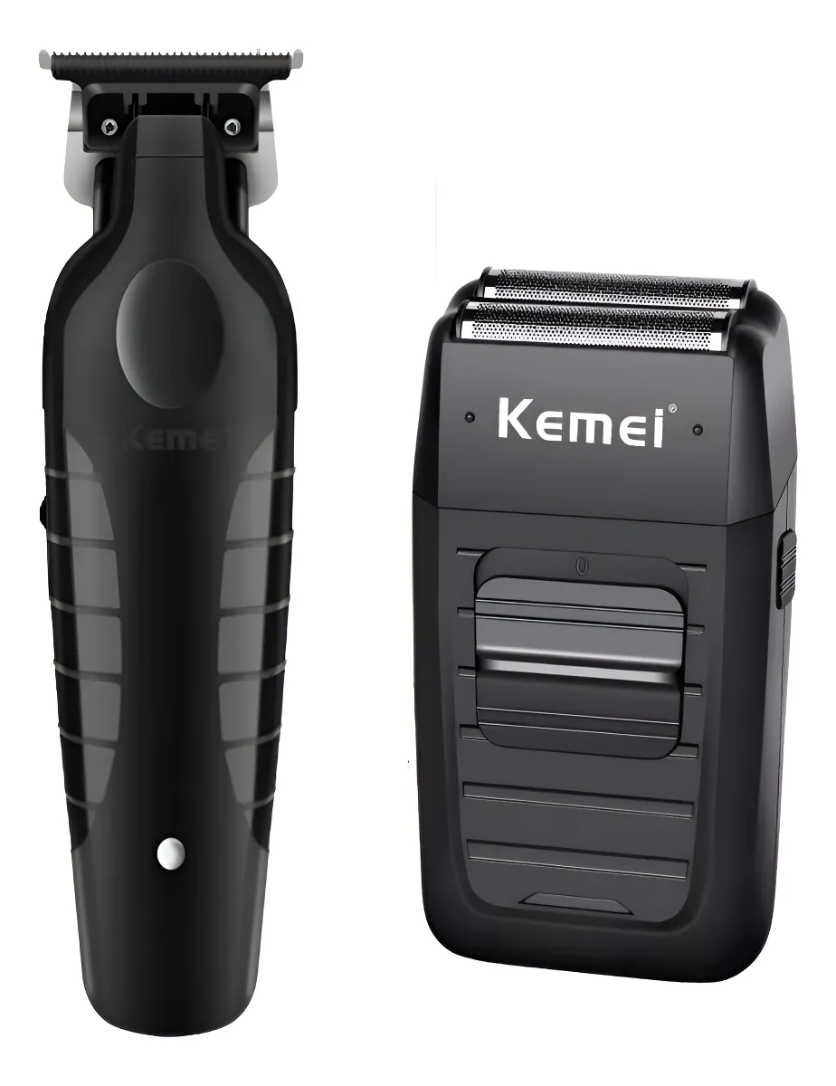 Kit Kemei Máquina de Corte KM-2299 e Acabamento KM-1102 Bivolt