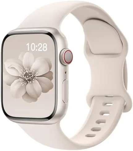 Pulseiras esportivas de silicone compatível com pulseiras de Apple Watch de 38 mm, 40 mm, 41 mm femininas e masculinas, pulseira de substituição esportiva macia e