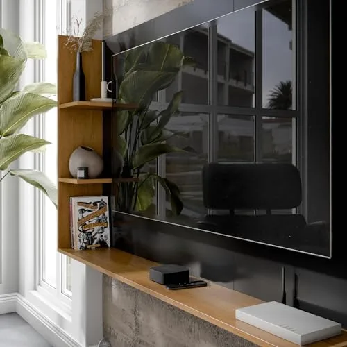 Painel Para TV 50 Polegadas Smart Para Sala Quarto Nicho Com Prateleira Berlim - Quality Móveis (Preto/Nature)