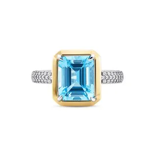 Anel Al Mare em Prata 925 e Ouro Amarelo 18K com Topázio Swiss e Safira Incolor