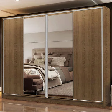 Guarda-Roupa Casal Madesa Apolo 4 Portas de Correr Rustic