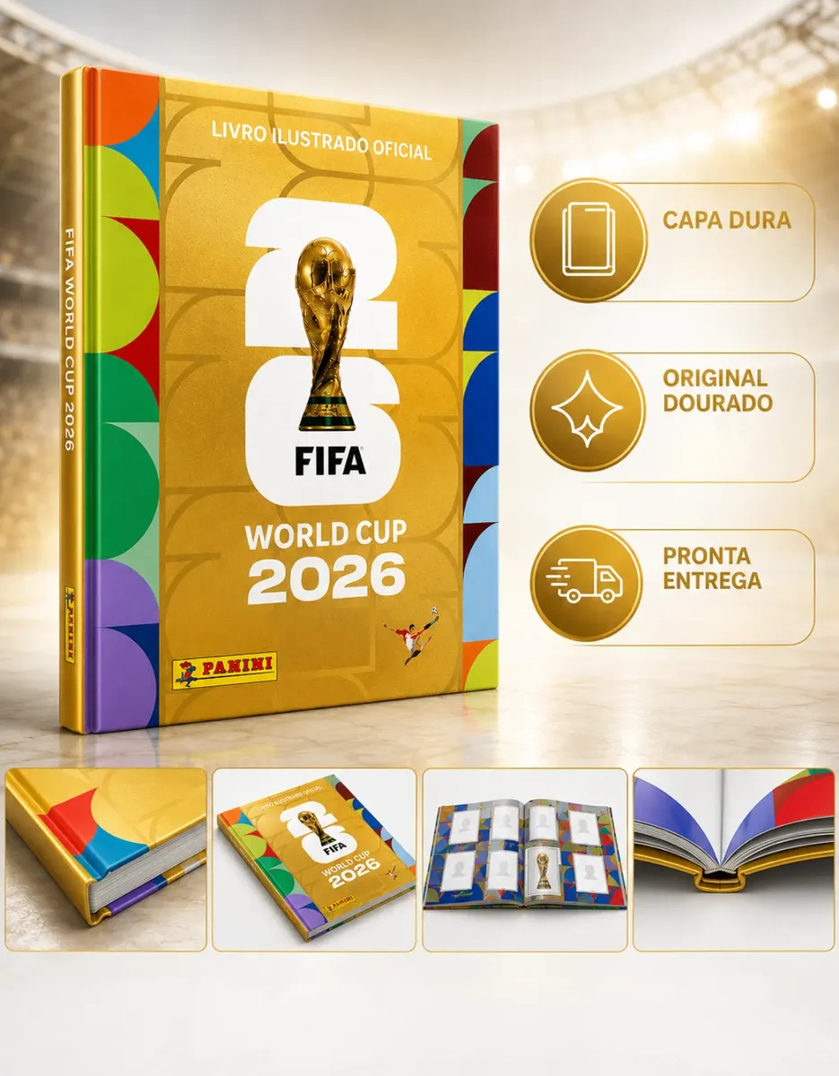 Álbum Capa Dura Ouro Copa Do Mundo 2026 Dourado Premium