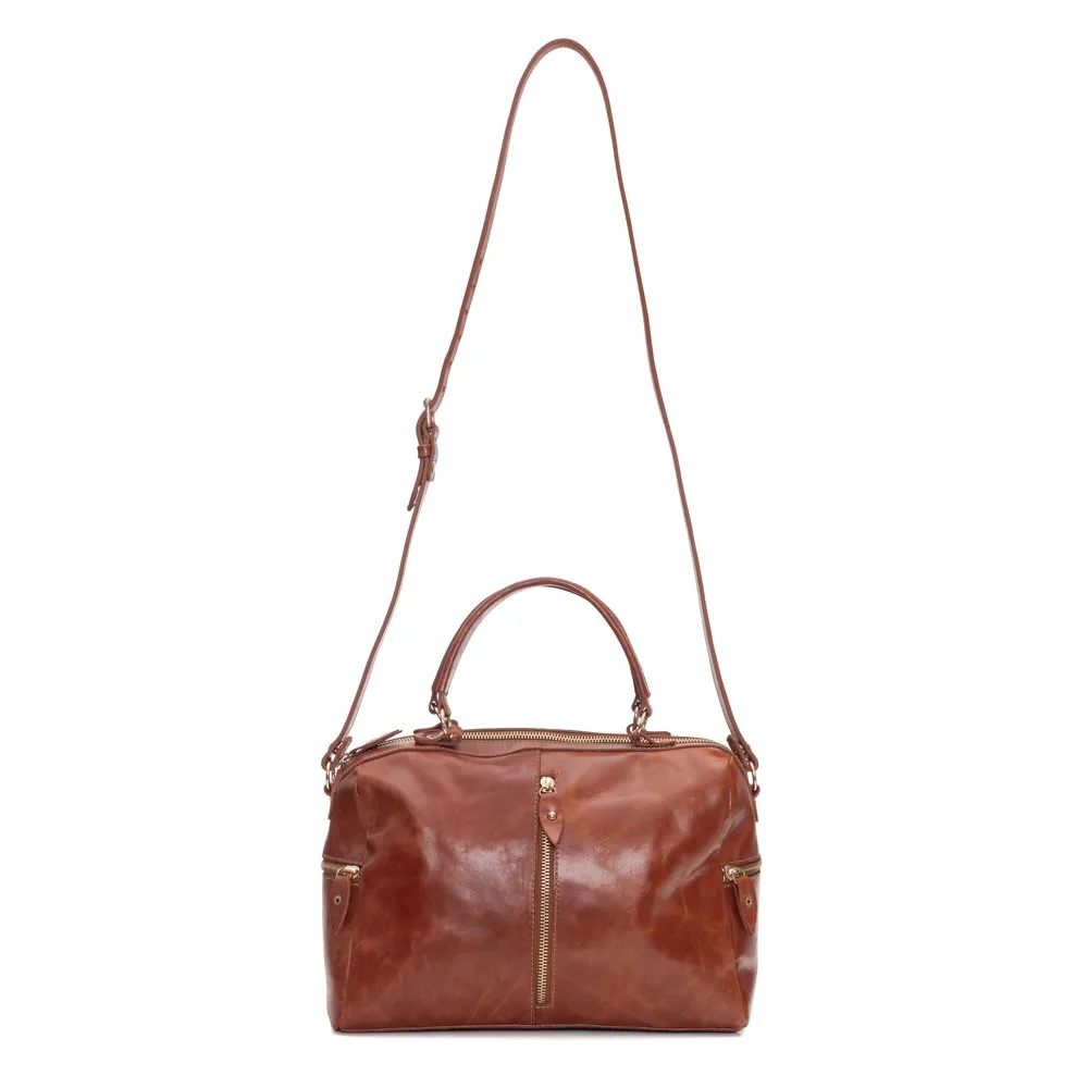 Bolsa Em Couro Estonado Luivana - Caramelo