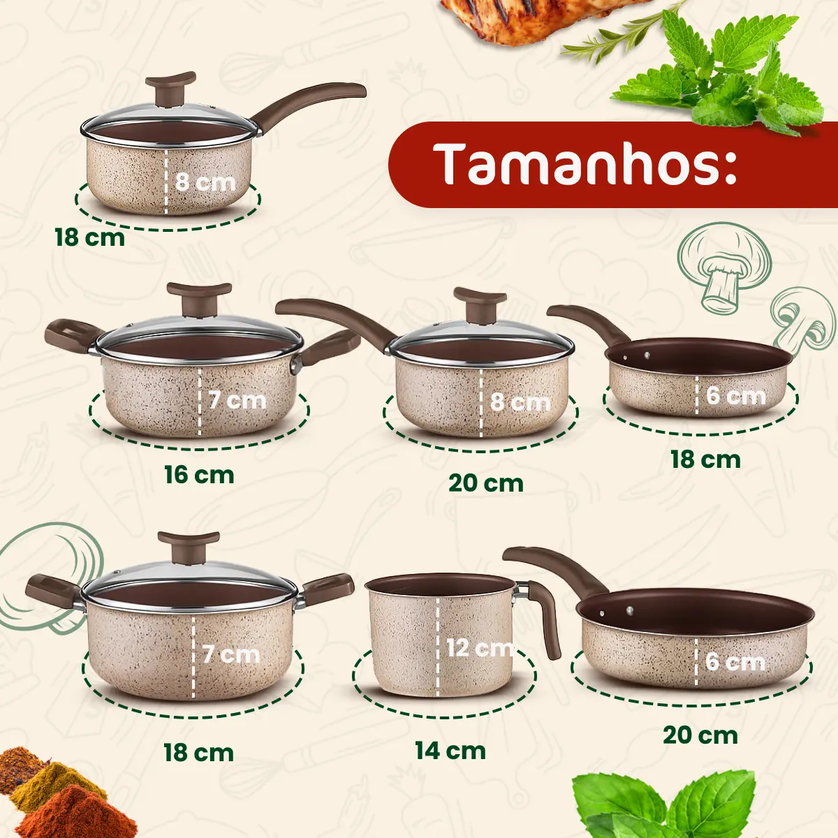 Jogo de Panelas Essenza Di Cheff 10 Peças Antiaderente Alumínio Teflon