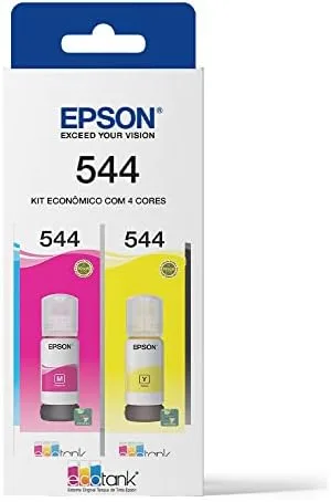 Kit de Garrafas de Tinta Original Epson EcoTank T544 - Magenta, Amarelo, Ciano, Preto