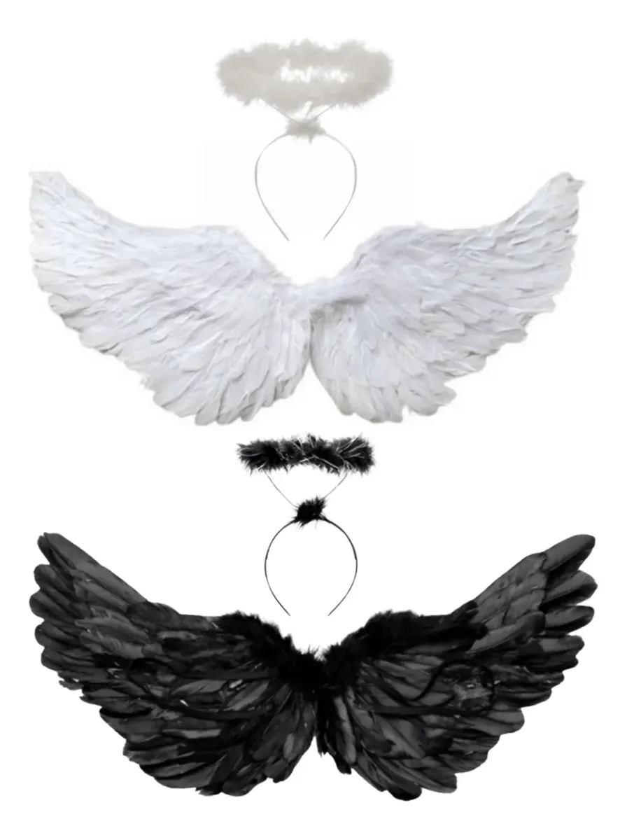 Asa Anjo Fantasia Halloween Carnaval Festa Cosplay Tiara