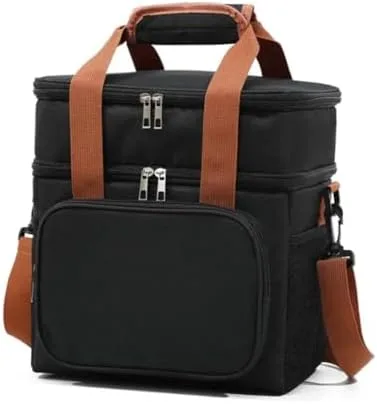 Bolsa Termica Marmita Lancheira Grande Alça Ombro Trabalho Passeio Academia Dois Andares (Bolsa Preta)