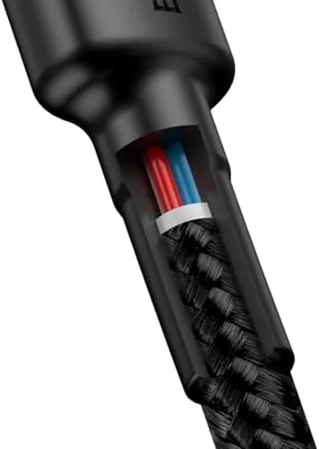 Cabo de 2 metros de Nylon BASEUS Turbo tipo C P/tipo C 60wats 3amp Cor Preto (2M - USB-C P/USB-C)