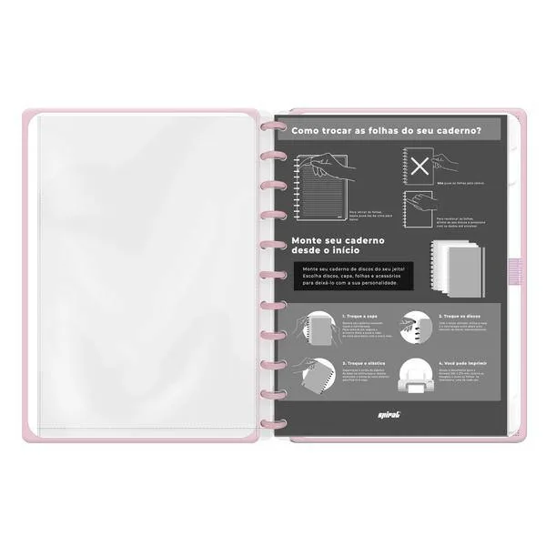 Caderno de Disco Brief Executive Rosa Grande (200×275 mm) com 80 Folhas Pautadas Gramatura 90g Spiral Brf Ex - PT 1 UN