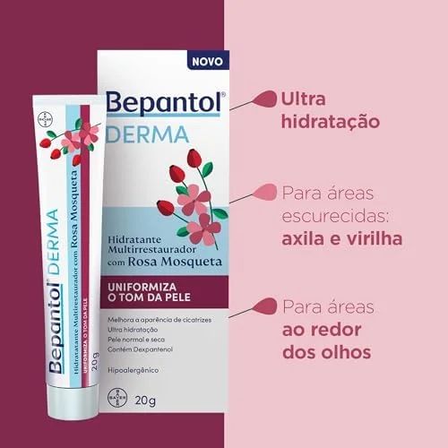 Bepantol Derma Rosa Mosqueta, Pele Normal a Seca, Hidratante Multirrestaurador Hipoalergênico, 20g