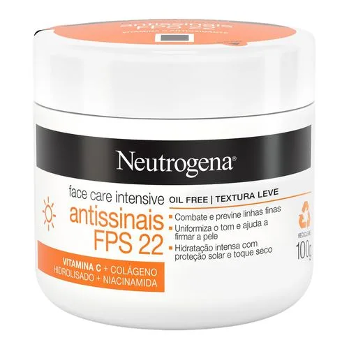 Creme Facial Neutrogena Antissinais Face Care Intensive Oil Free FPS22 100g - Drogarias Pacheco