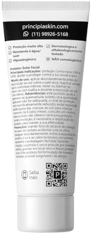 Protetor Solar Facial Principia FPS 60, 16,5% Mix de Filtros UV + 5% Niacinamida FPS 60 PS-01 com 40ml