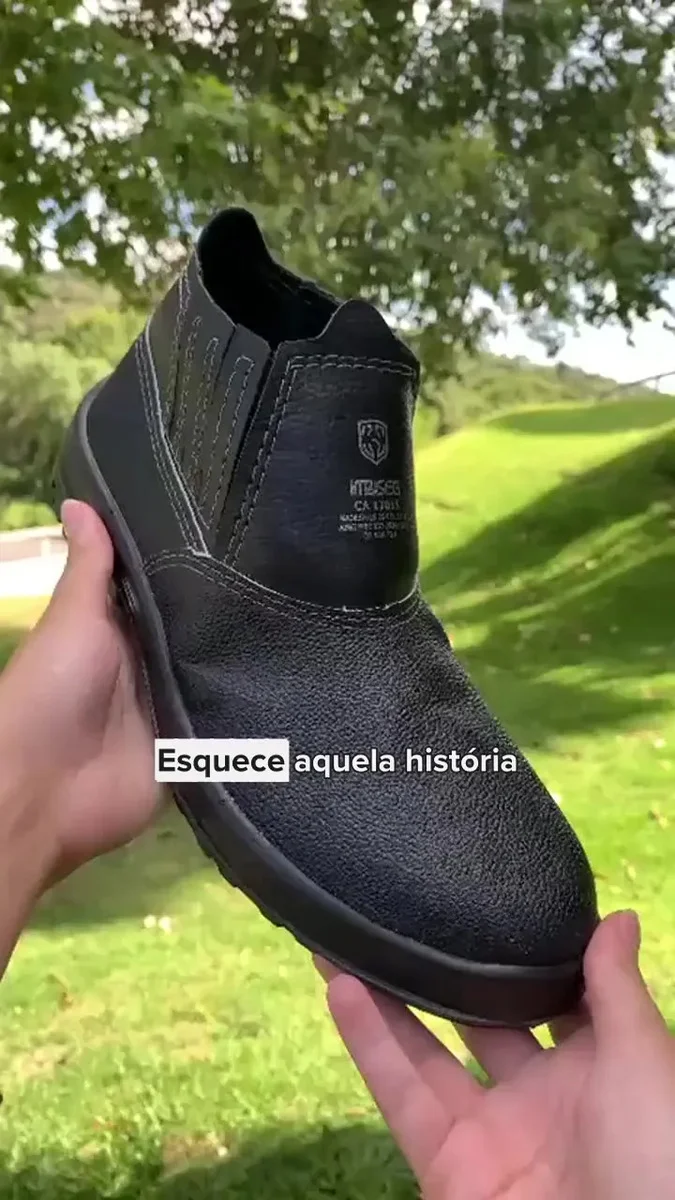 Bota Botina Segurança Trabalho Couro Resistente Epi Bico Pvc