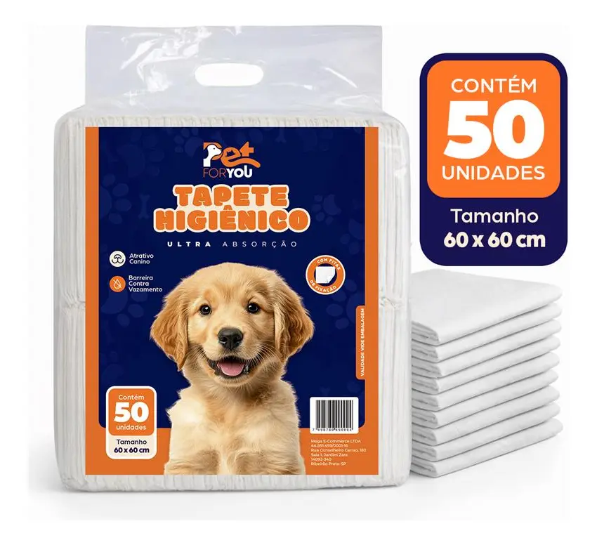 Tapete Higiênico Pet 50 Unidades 60x60 Descartável Cão Gato Branco