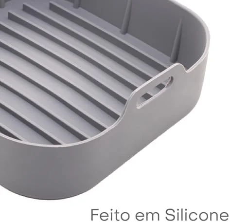 LYOR - Forma Quadrada de Silicone para Air Fryer Cinza 20Cm x 7Cm