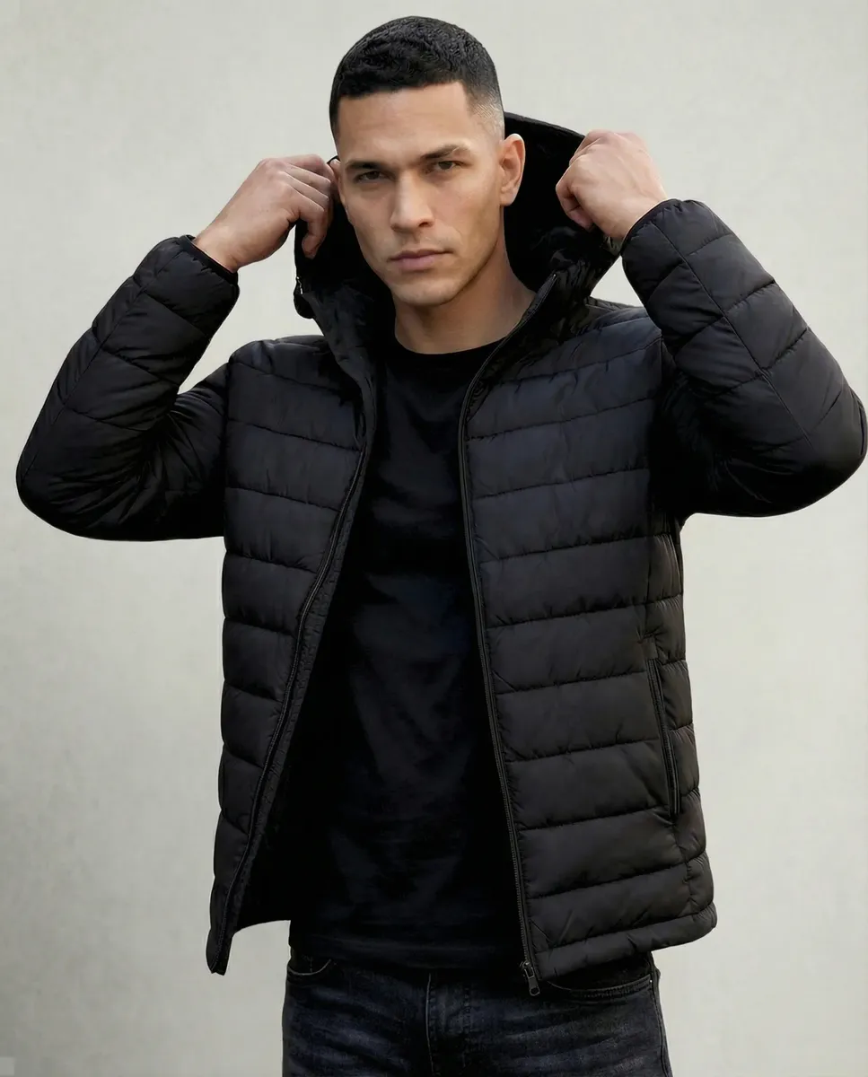 Jaqueta Puffer Bobojaco Térmico Corta Vento Impermeável Frio Preto P Lisa