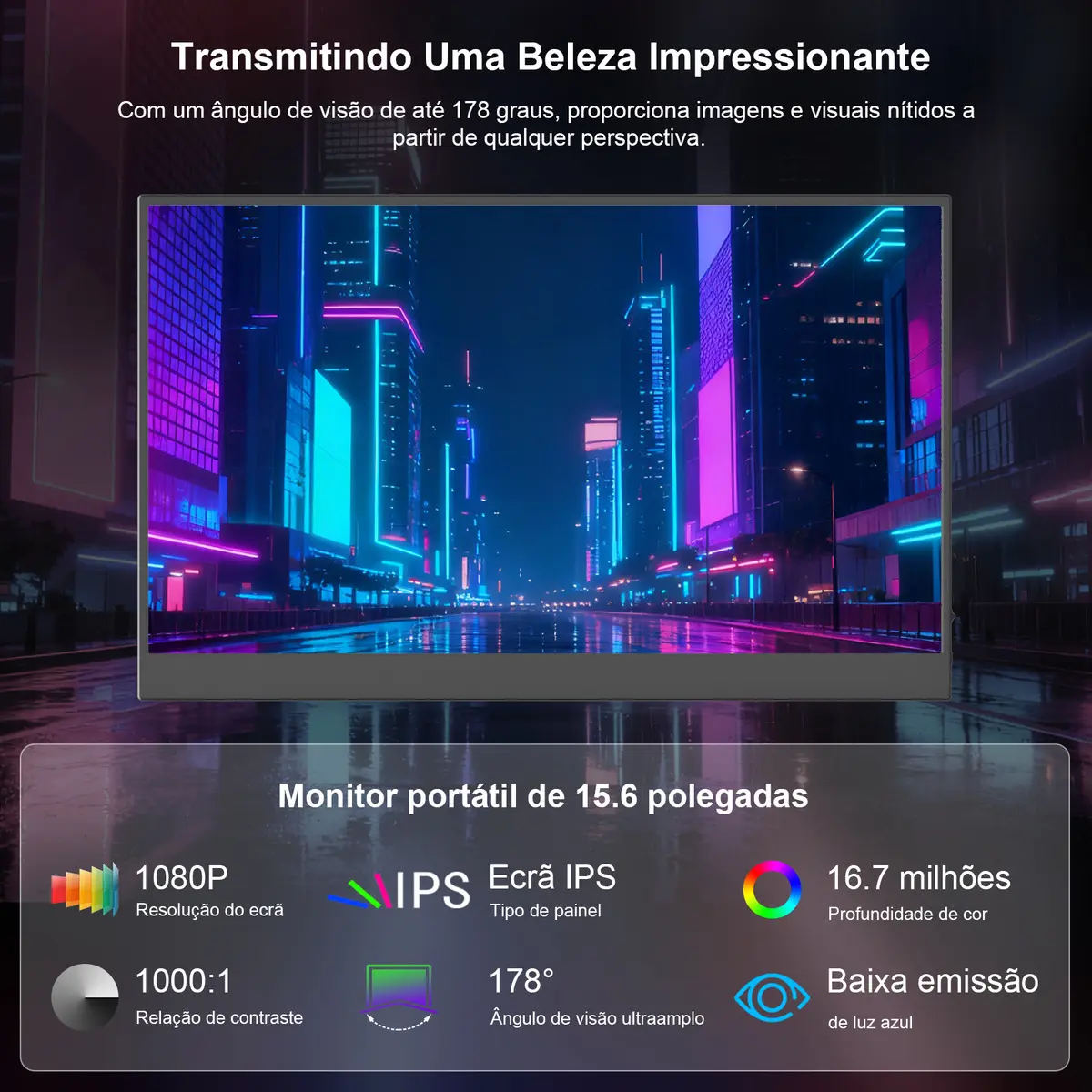 Monitor Portátil 15.6''com Usb C Dupla/hdmi Fhd 1080p 60hz