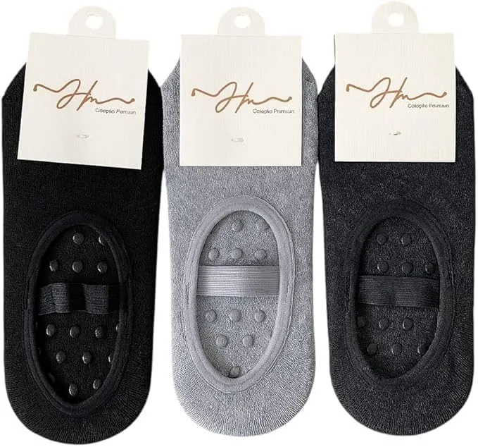 Kit Pares Meias Sapatilha Antiderrapante para Pilates e Yoga, Malha, Cores Sortidas e preta