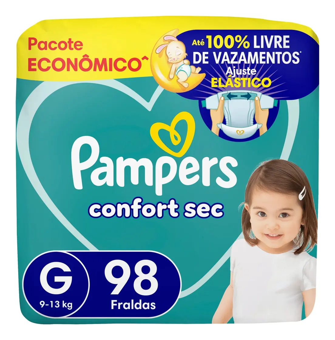 Fraldas Pampers Confort Sec Tamanho G 98 Unidades Sem Gênero