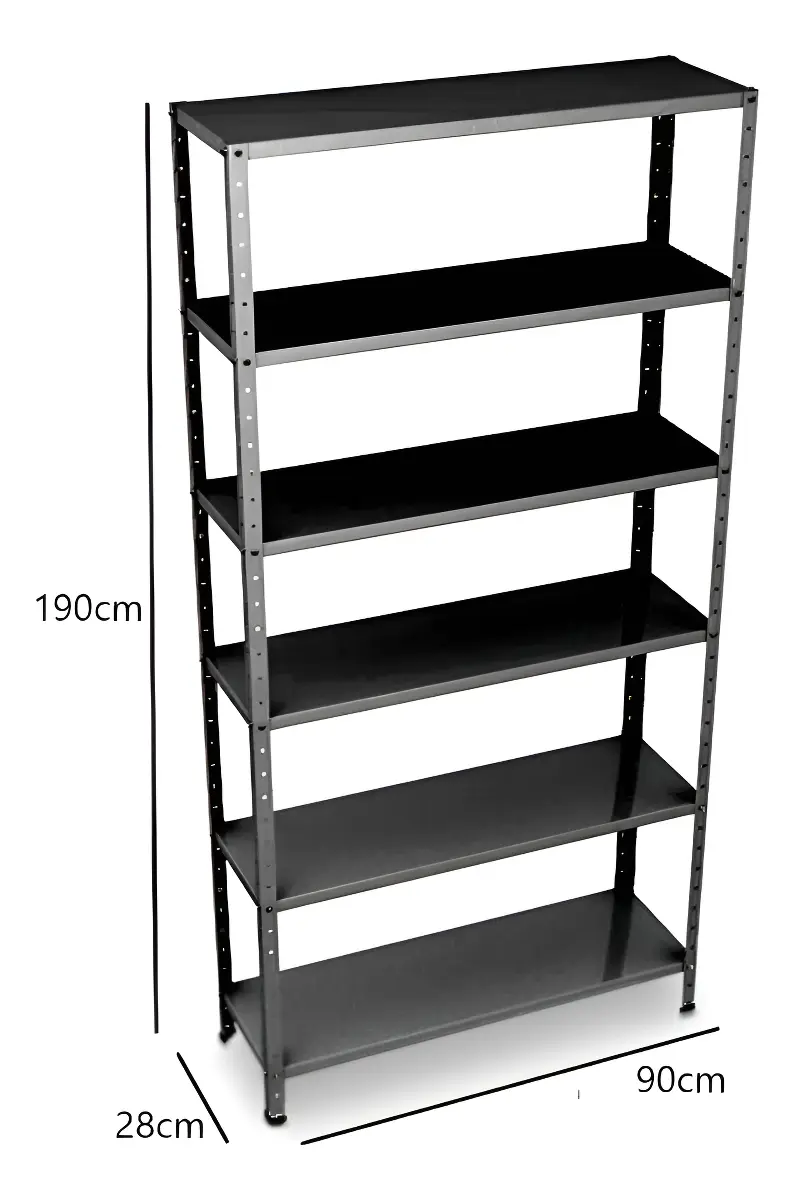 Estante Armário Prateleira De Aço 6 Bandeja Organizador Multiuso Preta Suporta 150kg 198cm X 90cm X 28cm