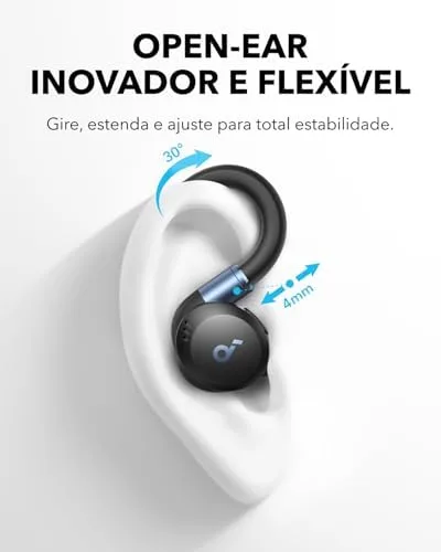 soundcore Sport X20 da Anker, Fone de Ouvido Bluetooth 5.3 Sem Fio, Fone esportivo, ANC Adaptativo, Ganchos Ajustáveis, Graves Intensos, À Prova de Suor e Poeira, IP68, 48H de Reprodução, TWS, Preto