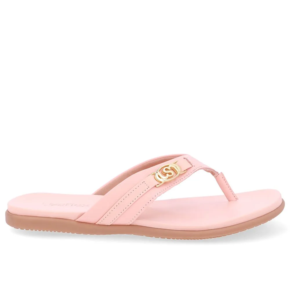Chinelo Tira Couro Laranja Monograma
