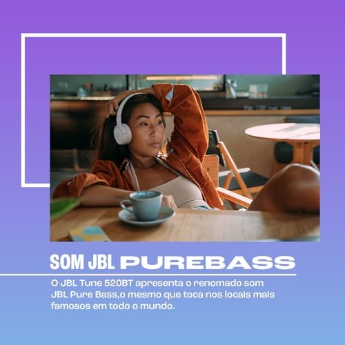 JBL, Fone de Ouvido On-ear, Headphone, Tune 520BT, Sem Fio - Branco