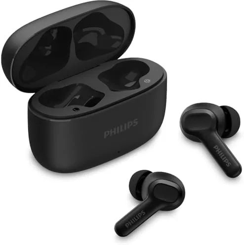 PHILIPS, Fone de Ouvido Sem Fio TWS, TAT1109BK/00, Bluetooth, Com Microfone, Até 24 horas de bateria, Preto