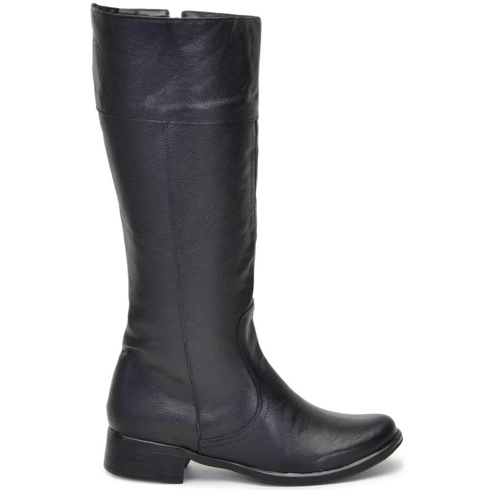 Bota Montaria Feminina com Ziper Lateral em Couro