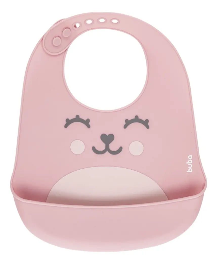 Babador Em Silicone Com Pega-migalhas Rosa Gumy Buba Un