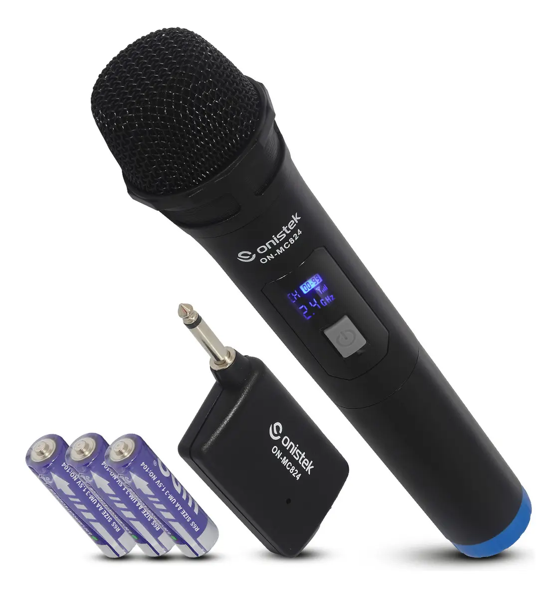 Microfone Sem Fio De Mão Dinâmico Display Led Karaokê Uhf Preto